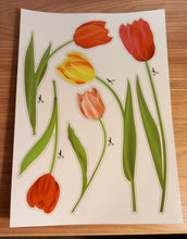 A4 Sticker Sheet - Butterfly Daisy Daffodil Roses Sunflower Tulip Squirrel Woodland