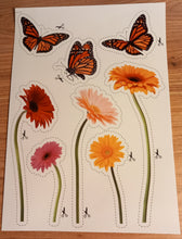 A4 Sticker Sheet - Butterfly Daisy Daffodil Roses Sunflower Tulip Squirrel Woodland