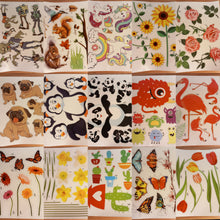 A4 Sticker Sheet - Butterfly Daisy Daffodil Roses Sunflower Tulip Squirrel Woodland