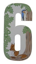 Squirrel/Woodland Design 17cm Wheelie Bin Number - Pack of 3 - wheeliebinnumbers.net