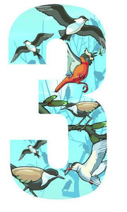 Birds Design 17cm Wheelie Bin Number - Pack of 3 - wheeliebinnumbers.net