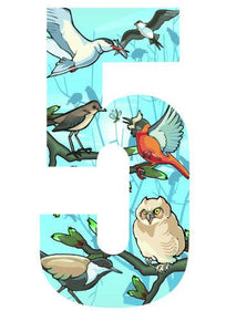 Birds Design 17cm Wheelie Bin Number - Pack of 3 - wheeliebinnumbers.net