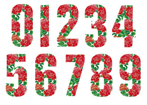 Roses Design 17cm Wheelie Bin Number - wheeliebinnumbers.net