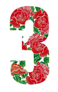 Roses Design 17cm Wheelie Bin Number - Pack of 3 - wheeliebinnumbers.net