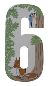 Squirrel/Woodland Design 17cm Wheelie Bin Number - Pack of 3 - wheeliebinnumbers.net