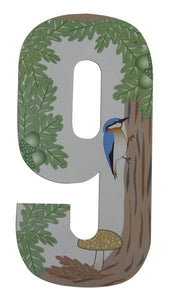 Squirrel/Woodland Design 17cm Wheelie Bin Number - Pack of 3 - wheeliebinnumbers.net