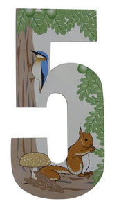 Squirrel/Woodland Design 17cm Wheelie Bin Number - Pack of 3 - wheeliebinnumbers.net