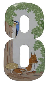 Squirrel/Woodland Design 17cm Wheelie Bin Number - Pack of 3 - wheeliebinnumbers.net