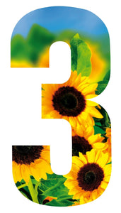 Sunflower Design 17cm Wheelie Bin Number - wheeliebinnumbers.net