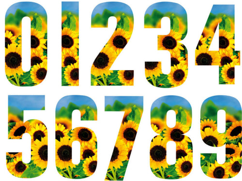 Sunflower Design 17cm Wheelie Bin Numbers Pack of 3